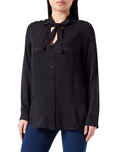 Armani Exchange Damska bluzka na co dzień, zapinana na guziki, czarna, bardzo mała, czarny, XS