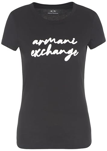 Armani Exchange Pima Cotton Signature Logo Tee T-Shirt damski, czarny, M