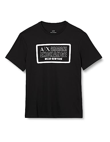 Armani Exchange Pima Cotton T-Shirt męski z okrągłym dekoltem, regularny krój, bawełna, czarny, XS