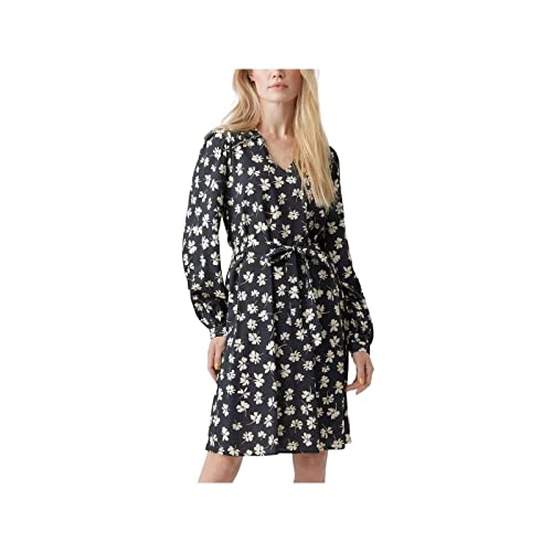 VERO MODA Women's VMPICA L/S V-Neck ABK Dress WVN BTQ sukienka, czarna/AOP:PICA, S, czarny/kolor: pica, S