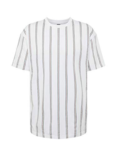Urban Classics Męski t-shirt Heavy Oversized AOP Stripe Tee, biały (White/Navy 01289), S