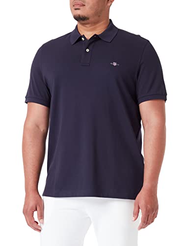 GANT Męska koszulka polo Reg Shield Ss Pique Polo, niebieski (Evening Blue), 4XL