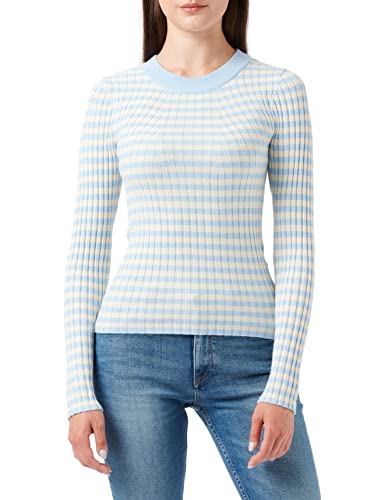 VERO MODA Vmkiki Ls O-Neck Rib Blouse Ga Noos sweter damski, Blue Bell/Stripes: brzoza, L