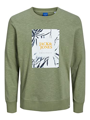 Jack & Jones Junior Bluza chłopięca Jorcrayon Sweat Crew Neck Jnr, khaki-zielony (Oil Green), 152