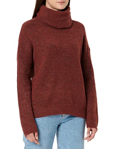 Vila Women's VICILIA sweter z golfem L/S Knit TOP/SU-NOOS, Fired Brick/szczegóły: melanż, XL, Fired Brick/Szczegóły: melanż, XL