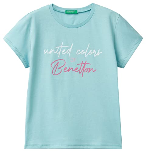 United Colors of Benetton Koszulka dziewczęca z krótkim rękawem, Acquamarina 3l7, L (Krótki)