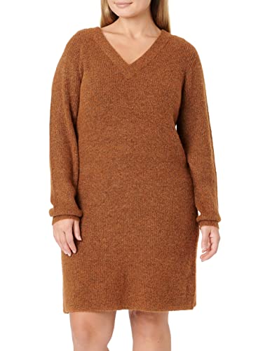 Pieces Damska sukienka z dzianiny Pcellen Ls z dekoltem w serek Noos Bc, Mocha Bisque, XL