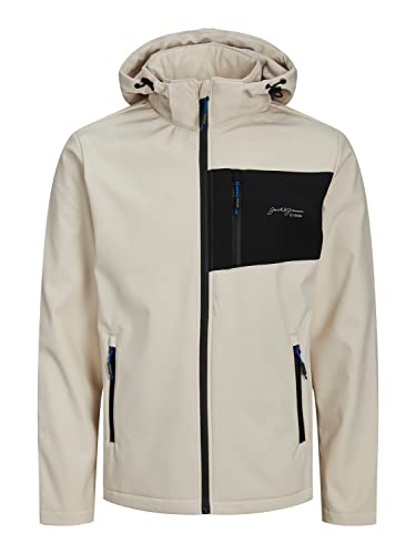 JACK & JONES Męska kurtka softshell JJTYSON Moonbeam, L, Moonbeam, L