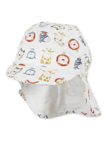 Sterntaler Unisex dziecięca czapka z daszkiem na kark, zwierzę safari, czapka dziecięca, écru, 45