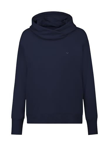 Trigema Damska bluza z kapturem, magenta, granatowa, trawa morska, M