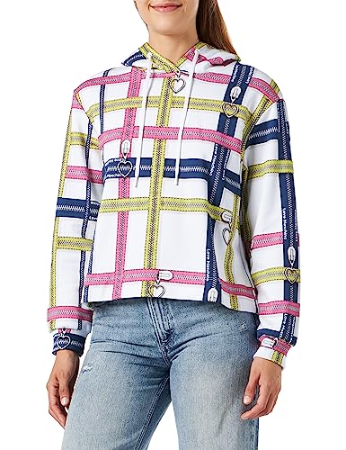 Love Moschino Damska bluza z kapturem o regularnym kroju, biała, 40, biały
