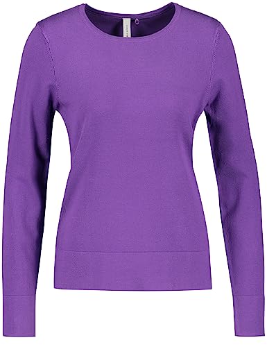Gerry Weber Damski sweter z długim rękawem z cienkiej dzianiny, z długim rękawem, okrągły dekolt, jednokolorowy, liliowy, 40