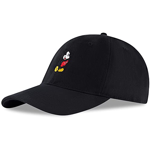 Disney Męska czapka z daszkiem, regulowana czapka Myszka Miki dla dorosłych, Czarny, L-XL
