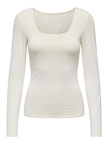 ONLY Onlea L/S Deep Neck Top JRS koszulka z długim rękawem, Cloud Dancer, L