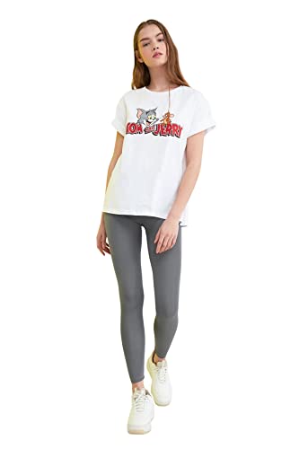 Trendyol Damskie legginsy z dzianiny Light Disco, Szary, M