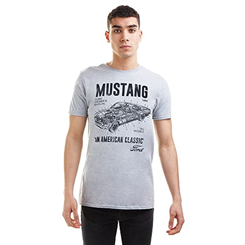 Ford t-shirt męski mustang manual, Czy uprawiasz sporty? szary., XXL