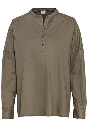 camel active Damska bluzka z długim rękawem z bawełny, oliwkowy, S