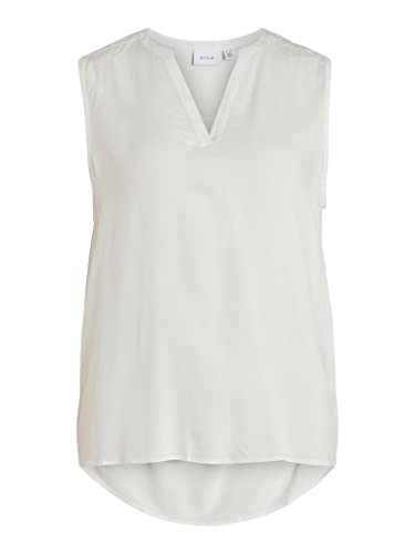 Vila Damski dekolt Viroma S/L SU-NOOS Top, śnieżnobiały, 34