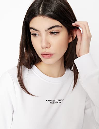 Armani Exchange Długi rękaw Milano/New York Crew Neck Bluza damska, biały, XS