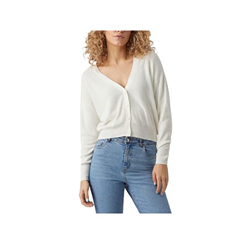 VERO MODA Damska kurtka z dzianiny Vmnewlexsun Ls Short V-Neck Car Ga Noos, Snow White, S