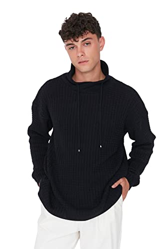 Trendyol Męska bluza z okrągłym kołnierzem zwykły zwykły sweter bluza, granatowy, S