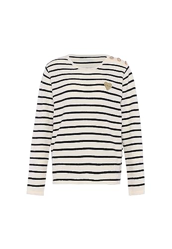 faina Damski sweter z dzianiny w paski z ukośnym guzikiem na ramieniu WOLLBIAŁY rozmiar XL/XXL, biały (wollweiss), XL