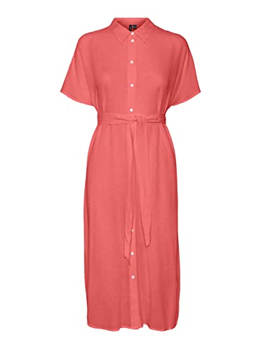 VERO MODA Vmmenny Ss Calf Shirt Dress WVN Ga sukienka, ge peach, XS