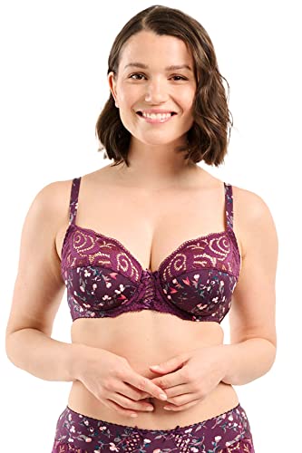 Biustonosz bez Complexe Amelie Print, Czerwony/Fioletowy Kwiatowy Nadruk, 90E Kobiety, Kwiatowy nadruk czerwony/fioletowy, 75E