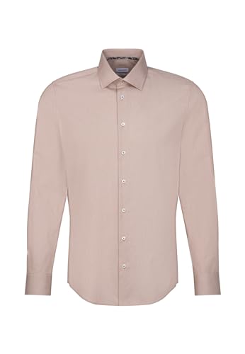 Seidensticker Męska koszula slim fit z długim rękawem, Sand, 43