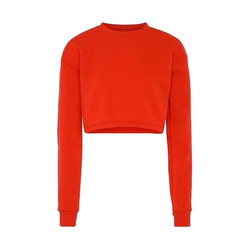 Ucy Damska bluza z długim rękawem ze 100% poliestru, z okrągłym dekoltem, czerwona, rozmiar M, czerwony, M