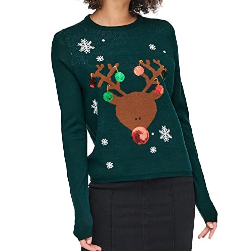 ONLY Onlxmas Exclusive Reind KNT sweter damski, Green Gables/Szczegóły: reindeer, L