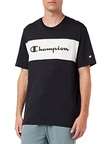 Champion T-shirt męski z logo Piping Block, czarny, S