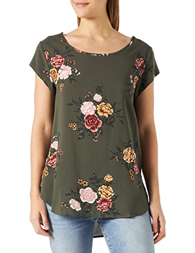 ONLY Women's Onlnova Life S/S TOP PTM T-Shirt, Climbing Ivy/AOP: 339 Ella Garden, 34