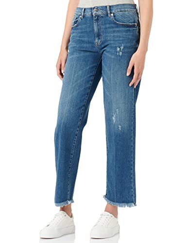 Love Moschino Boyfriend z logo Embroidered Outline on Back Pockets Damskie spodnie swobodne, Czarny dżins, 36