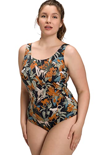 Ulla Popken Damski kostium kąpielowy Tiny Monkeys, Alice, czarny, 42, czarny, 42 Duże rozmiary