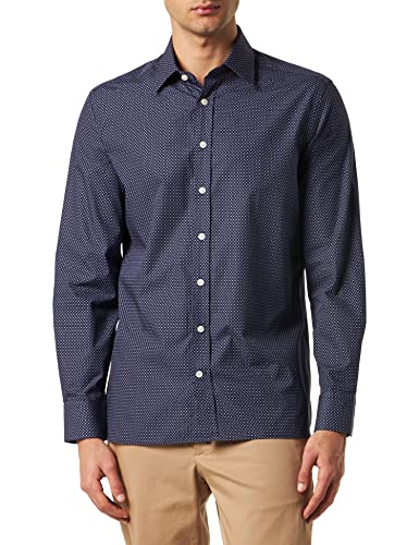 Hackett London Geometric Print Koszula męska, Granatowy/Biały, L