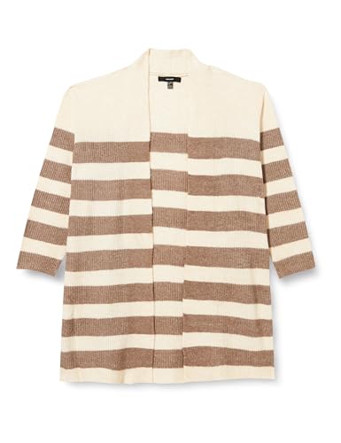 VERO MODA CURVE VMCPHILINE LS otwarty kardigan GA Boo, Brzoza/paski: w. brązowa soczewica, S
