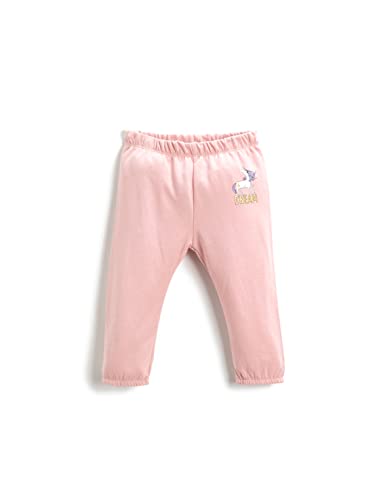 Koton Spodnie dresowe z nadrukiem dla dziewczynek i dziewcząt, elastyczna taśma na talii, różowy (274), 18-24 Miesiące
