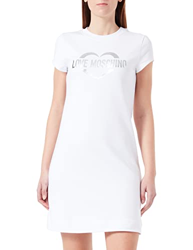 Love Moschino Damska sukienka o kroju slim fit z krótkim rękawem, optical white, 46