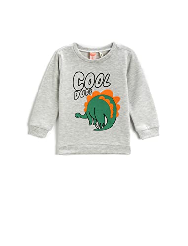Koton Sweatshirt Printed Long Sleeve Crew Neck Bluza Dzieci Niemowlęta, Szary (023), 9/12 meses