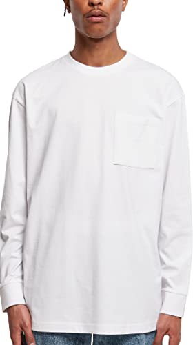 Urban Classics Męski T-shirt z długim rękawem, z kieszenią na piersi, ciężki materiał, Heavy Oversized Pocket Longsleeve, dostępny w 4 kolorach, rozmiary XS-5XL, biały, XL