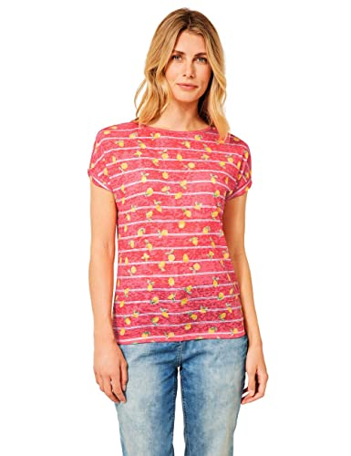 Cecil Damska koszulka w paski B317773 z nadrukiem, Sunset Coral, M