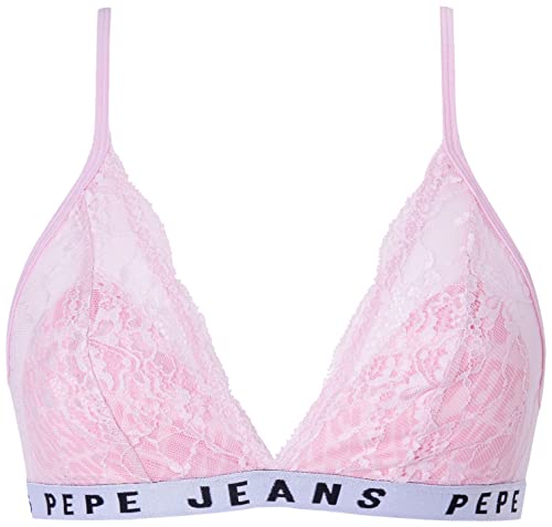 Pepe Jeans Damski biustonosz koronkowy na całej długości C, różowy, L, różowy, L