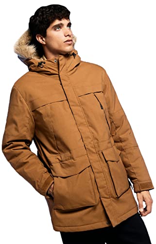 Springfield Męski płaszcz z kapturem kurtka, rdzawy brąz, M, rdzawy brązowy, M