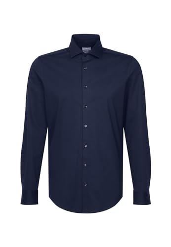 Seidensticker Męska koszula slim fit z długim rękawem, granatowy, 37