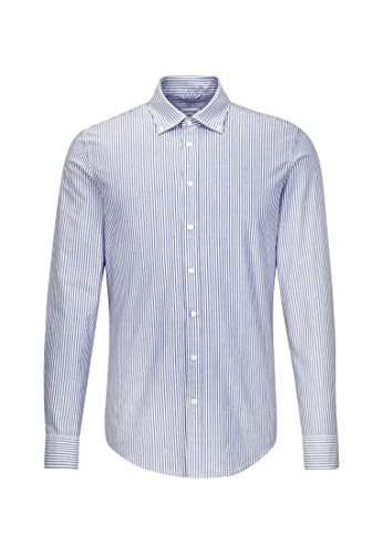 Seidensticker Modern Langarm Mit Button-Down Kragen Soft Gestreift Smart Business Koszula męska, Niebieski (Blau 12), 45