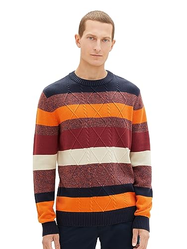 TOM TAILOR sweter męski, 32739 - wielokolorowe paski Mouline, S