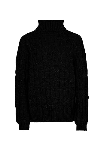 Aleva Damski sweter z golfem ze skręconej dzianiny akrylowej CZARNY rozmiar M/L, czarny, M