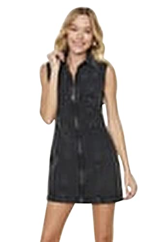 Trendyol Damska mini sukienka koszulowa, regularna sukienka dżinsowa, Czarny, 38