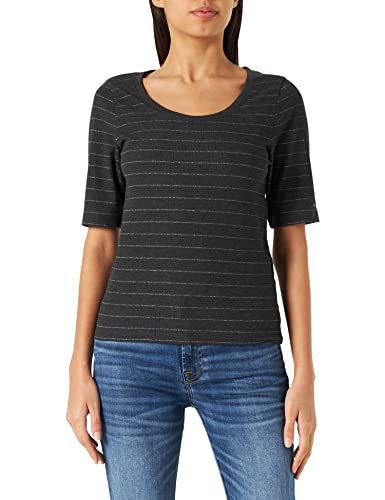 Tommy Hilfiger Damskie smukłe SCP-Nk 1/2Slv S/S dzianinowe topy, metaliczny baseball STP/D szary HTR, XS, Metaliczny baseball Stp/D szary Htr, XS